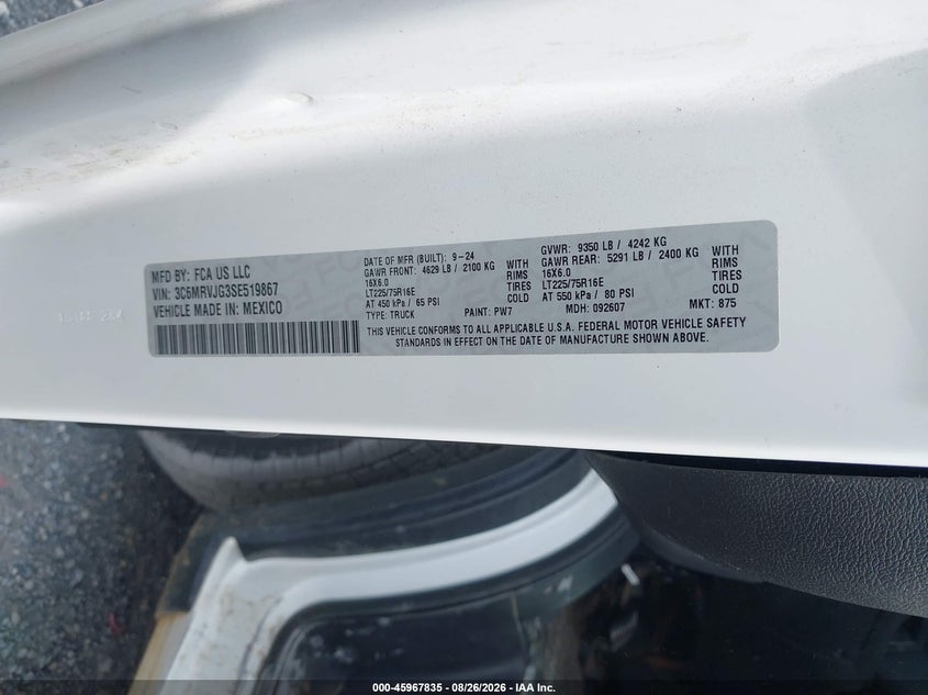 2025 Ram Promaster city VIN 3C6MRVJG3SE519867 IAAI salvage auction — SIDE, Enterprise Vehicles Clear Only (Virginia), sold $19,800 on 2026-08-29 (photo 9)