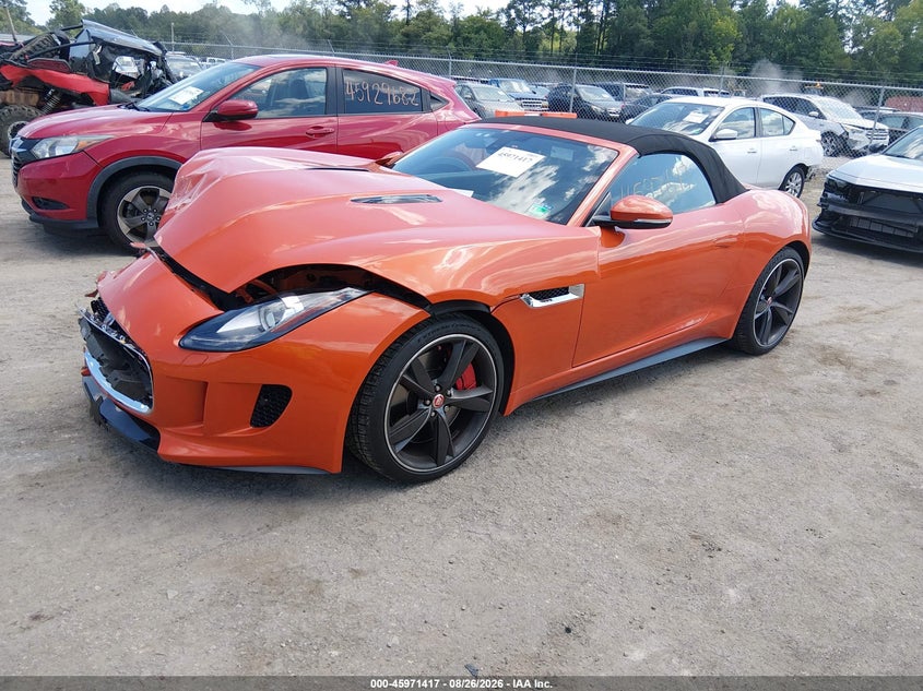 2015 Jaguar F-type VIN SAJWA6GL3FMK20844 IAAI salvage auction — RIGHT FRONT, Salvage (Virginia), sold $7,200 on 2026-09-05 (photo 2)