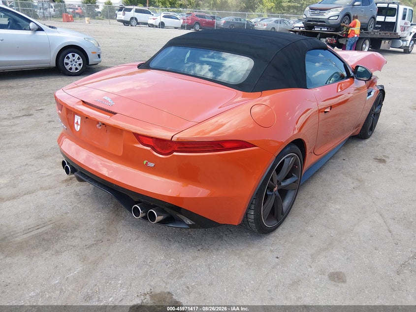 2015 Jaguar F-type VIN SAJWA6GL3FMK20844 IAAI salvage auction — RIGHT FRONT, Salvage (Virginia), sold $7,200 on 2026-09-05 (photo 4)