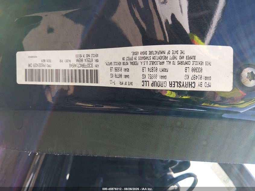 2012 Fiat 500 VIN 3C3CFFBRXCT140546 IAAI salvage auction — NORMAL WEAR, Clear - Dealer Only (California), sold $1,100 on 2026-09-05 (photo 9)