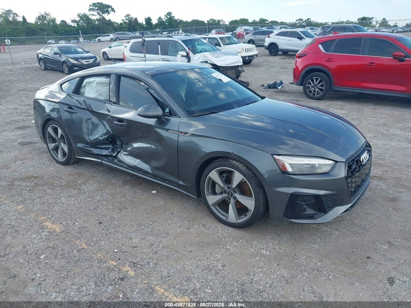 2021 Audi A5 VIN WAUFACF57MA025258 IAAI salvage auction — RIGHT SIDE, Salvage Title, sold $1,550 on 2026-09-16 (photo 1)