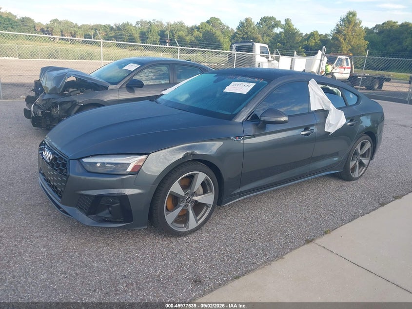 2021 Audi A5 VIN WAUFACF57MA025258 IAAI salvage auction — RIGHT SIDE, Salvage Title, sold $9,100 on 2026-09-24 (photo 2)