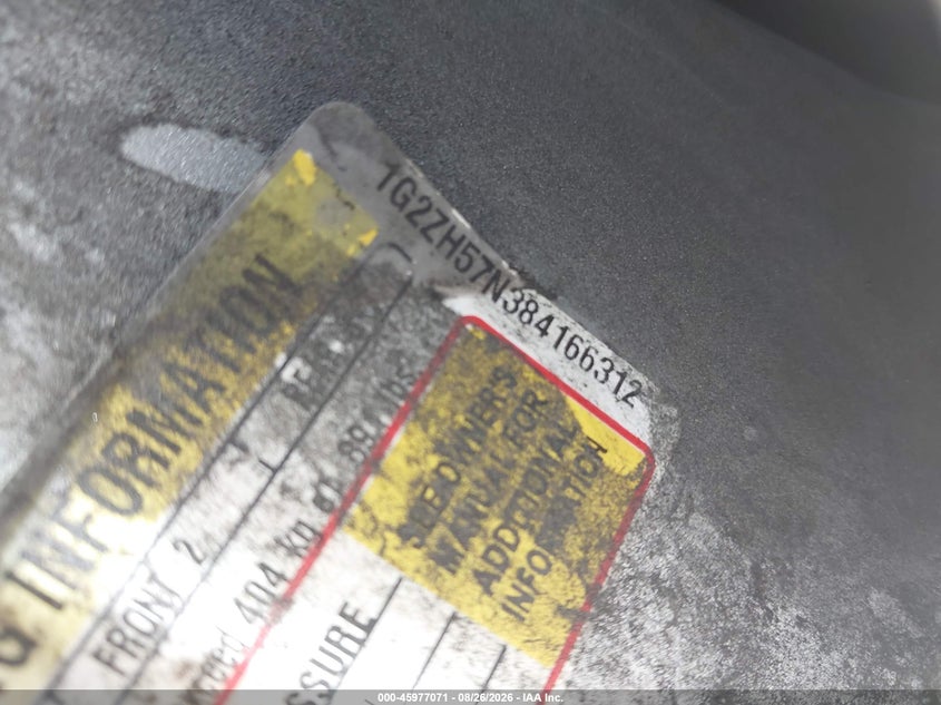 2008 Pontiac G6 VIN 1G2ZH57N384166312 IAAI salvage auction — FRONT END, Rebuildable (Florida), sold $325 on 2026-09-17 (photo 9)