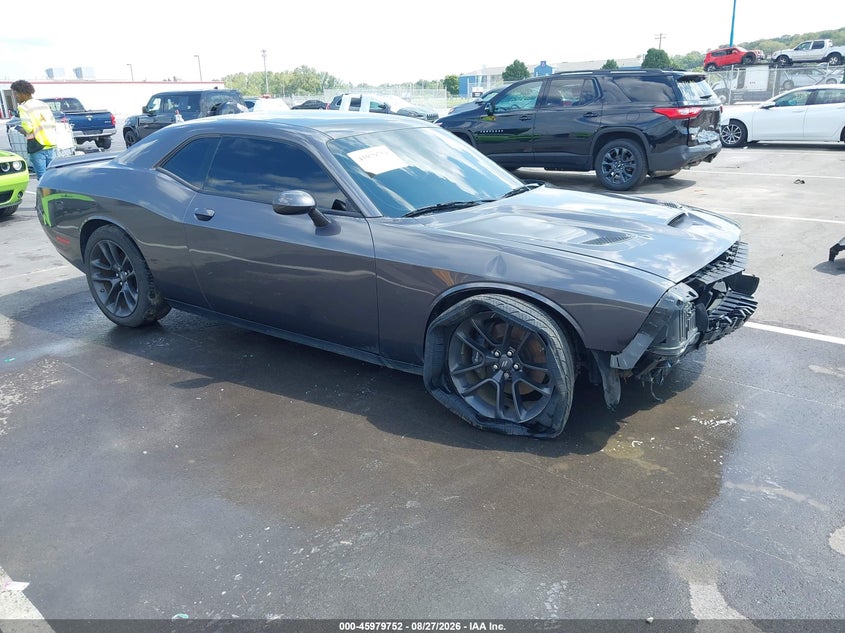 2021 Dodge Challenger VIN 2C3CDZFJ2MH664635 IAAI salvage auction — FRONT END, Wait Title, sold $12,100 on 2026-10-10 (photo 1)
