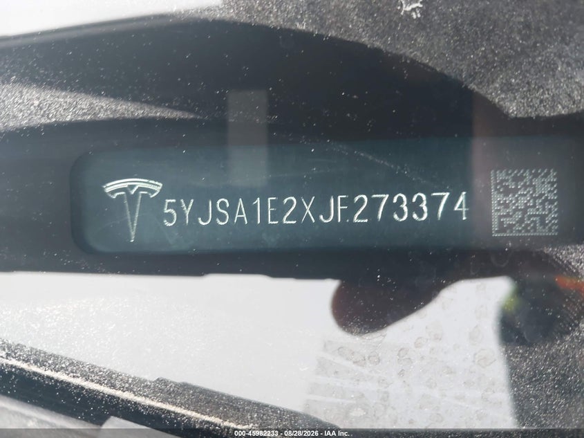2018 Tesla Model s VIN 5YJSA1E2XJF273374 IAAI salvage auction — ALL OVER, Wait Title, sold $7,000 on 2026-10-10 (photo 9)