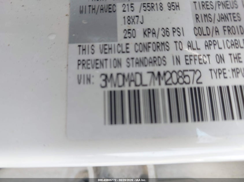 2021 Mazda Cx-30 VIN 3MVDMADL7MM208572 IAAI salvage auction — RIGHT FRONT, Wait Title, sold $2,550 on 2026-09-26 (photo 9)