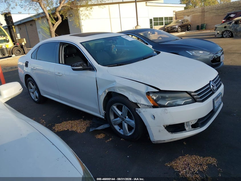 2013 Volkswagen Passat VIN 1VWBP7A39DC113341 IAAI salvage auction — RIGHT FRONT, Salvage Title, sold $1,050 on 2026-09-06 (photo 1)