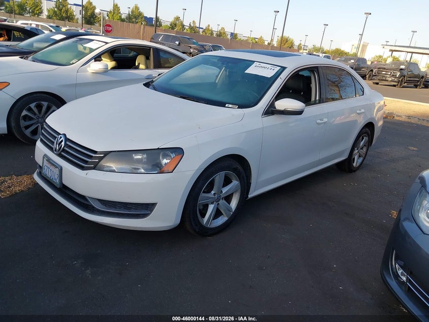 2013 Volkswagen Passat VIN 1VWBP7A39DC113341 IAAI salvage auction — RIGHT FRONT, Salvage Title, sold $1,050 on 2026-09-06 (photo 2)