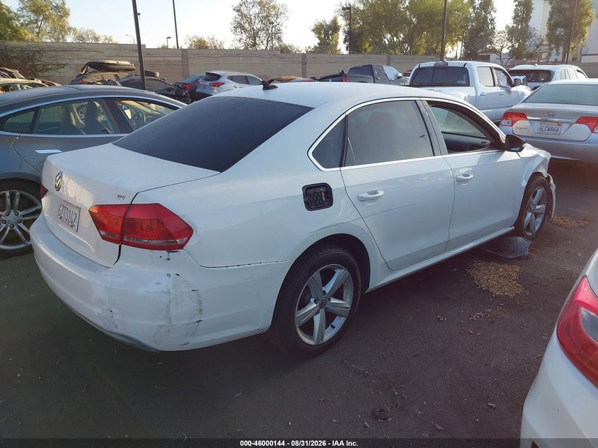 2013 Volkswagen Passat VIN 1VWBP7A39DC113341 IAAI salvage auction — RIGHT FRONT, Salvage Title, sold $1,050 on 2026-09-06 (photo 4)