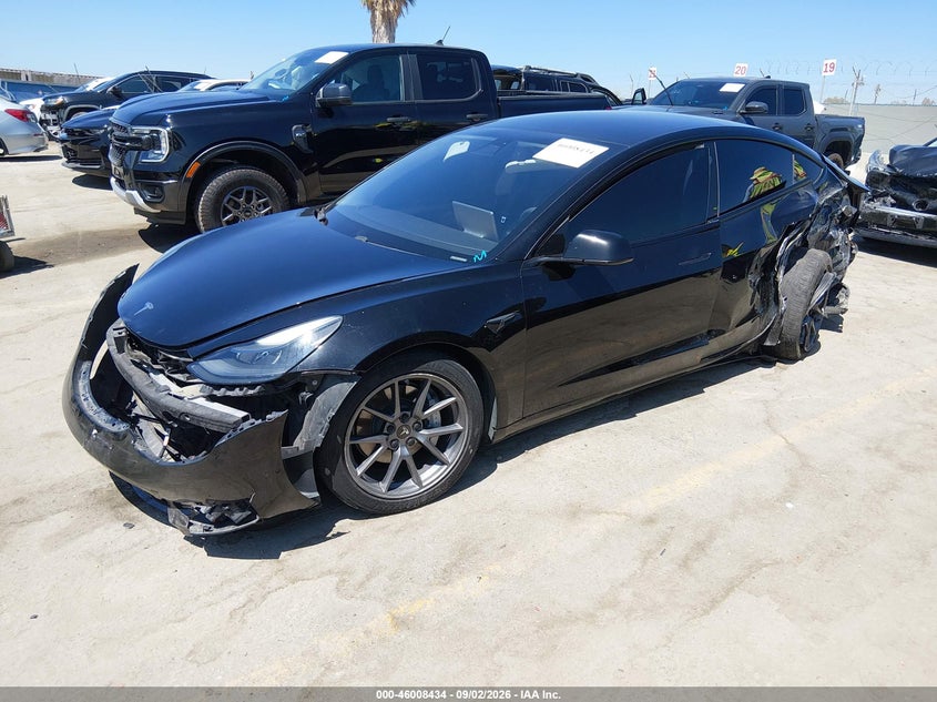 2021 Tesla Model 3 VIN 5YJ3E1EB4MF066251 IAAI salvage auction — FRONT & REAR, Salvage Title, sold $3,800 on 2026-10-21 (photo 2)