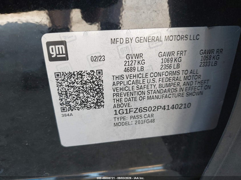 2023 Chevrolet Bolt euv VIN 1G1FZ6S02P4140210 IAAI salvage auction — RIGHT SIDE, Wait Title, sold $8,000 on 2026-10-01 (photo 9)