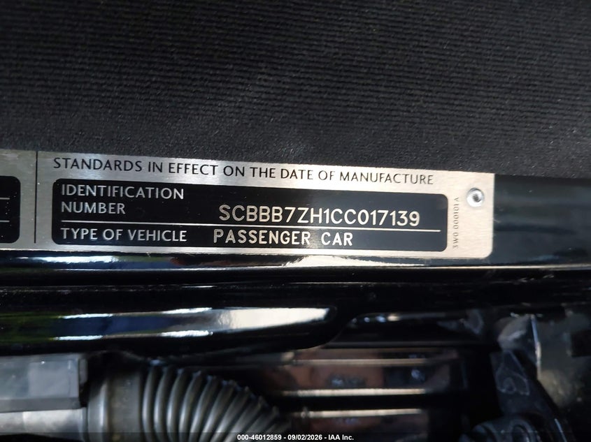 2012 Bentley Mulsanne VIN SCBBB7ZH1CC017139 IAAI salvage auction — VANDALISM, Salvage Title, sold $33,250 on 2026-10-13 (photo 9)
