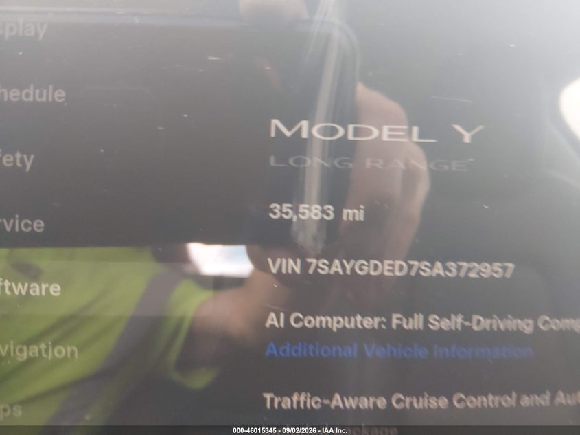 2025 Tesla Model y VIN 7SAYGDED7SA372957 IAAI salvage auction — REAR END, Wait Title, sold $3,150 on 2026-10-11 (photo 7)