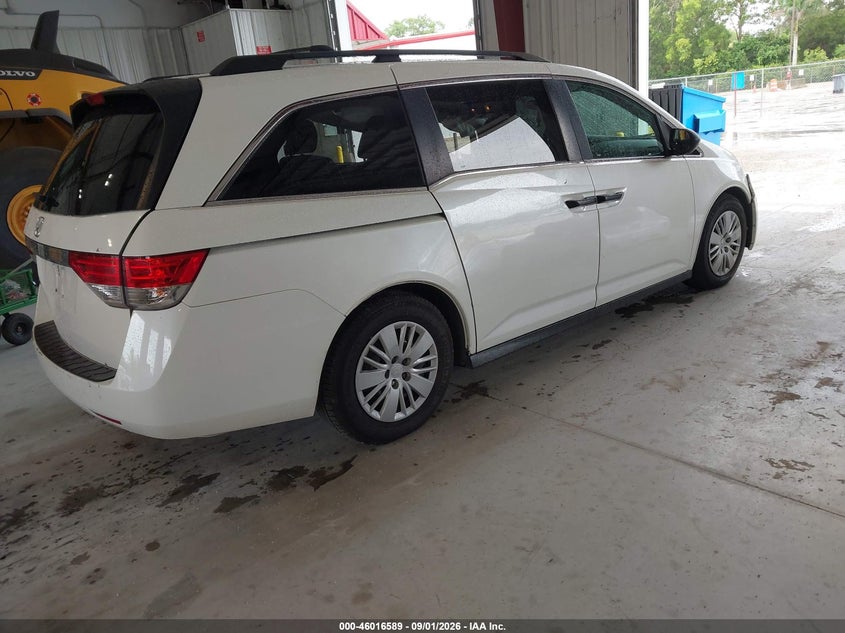 2014 Honda Odyssey VIN 5FNRL5H25EB091504 IAAI salvage auction — SIDE, Wait Title, sold $500 on 2026-09-29 (photo 4)