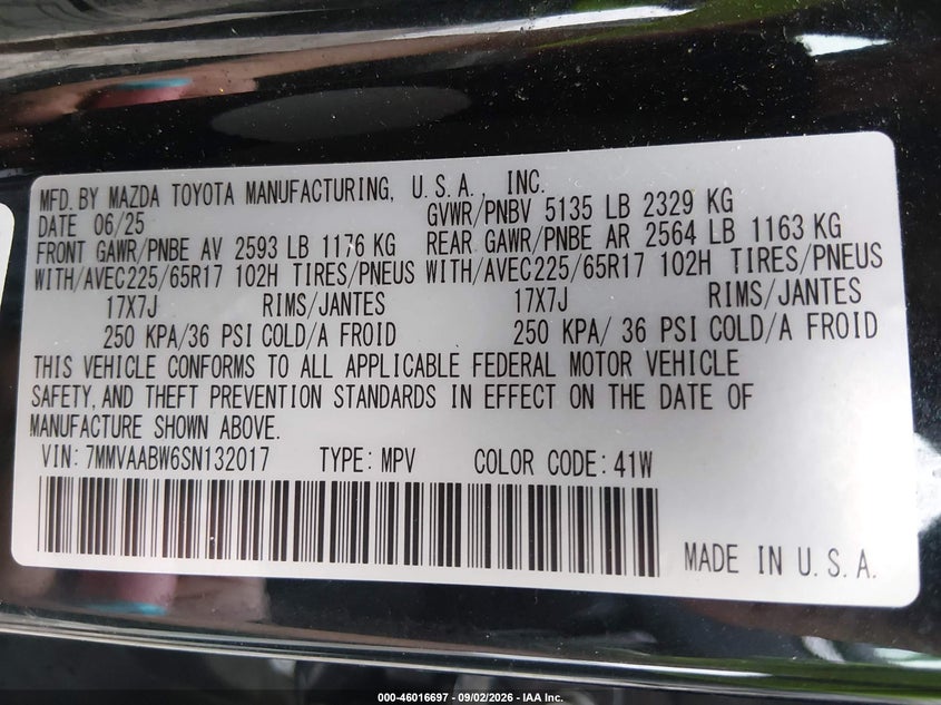 2025 Mazda Cx-50 VIN 7MMVAABW6SN132017 IAAI salvage auction — RIGHT FRONT, Salvage Title, sold $9,700 on 2026-10-02 (photo 9)