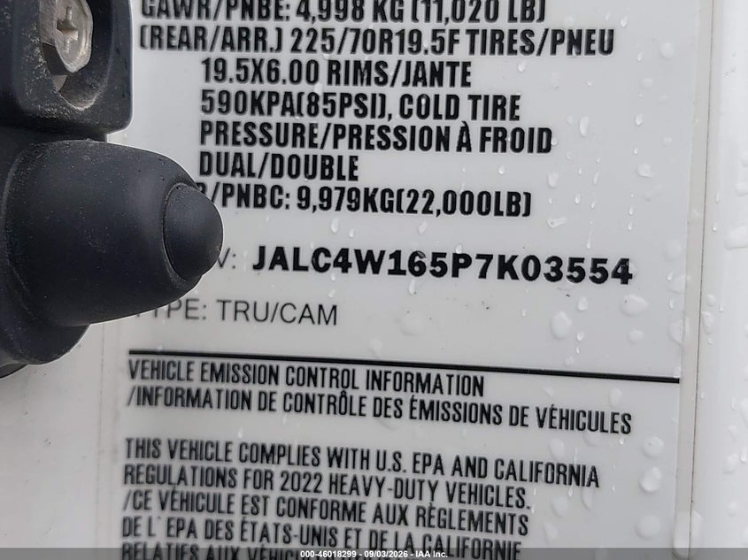 2023 Isuzu Npr VIN JALC4W165P7K03554 IAAI salvage auction — FRONT END, Enterprise Vehicles Clear Only (Washington), sold $75 on 2026-09-09 (photo 8)