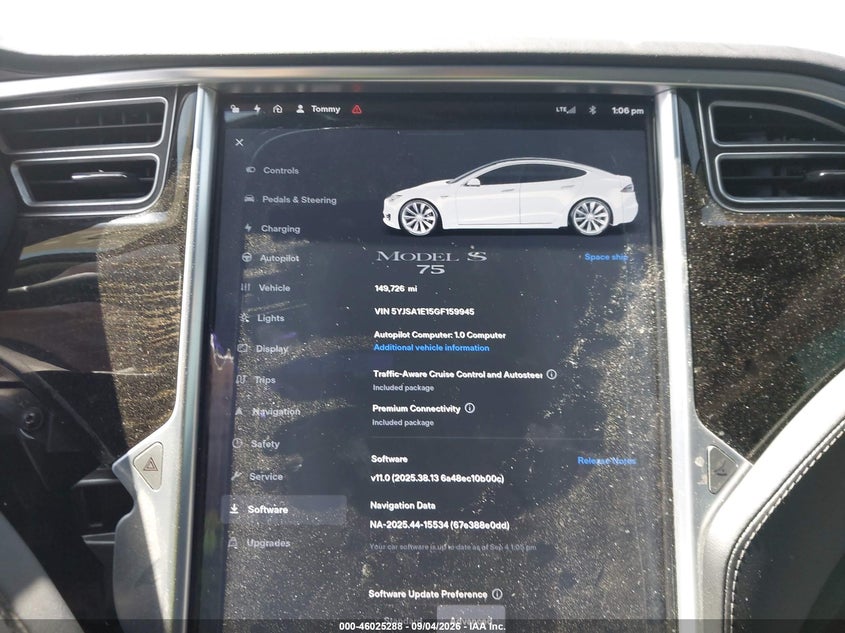 2016 Tesla Model s VIN 5YJSA1E15GF159945 IAAI salvage auction — FRONT END, Wait Title, sold $2,300 on 2026-09-23 (photo 7)