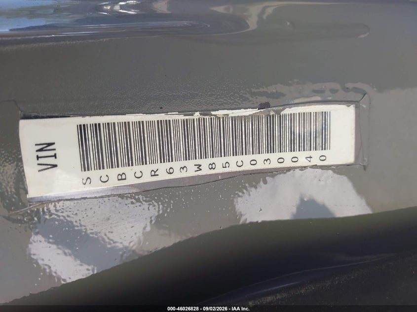 2005 Bentley Continental VIN SCBCR63W85C030040 IAAI salvage auction — NORMAL WEAR, Clear (Tennessee), sold $2,775 on 2026-09-10 (photo 9)