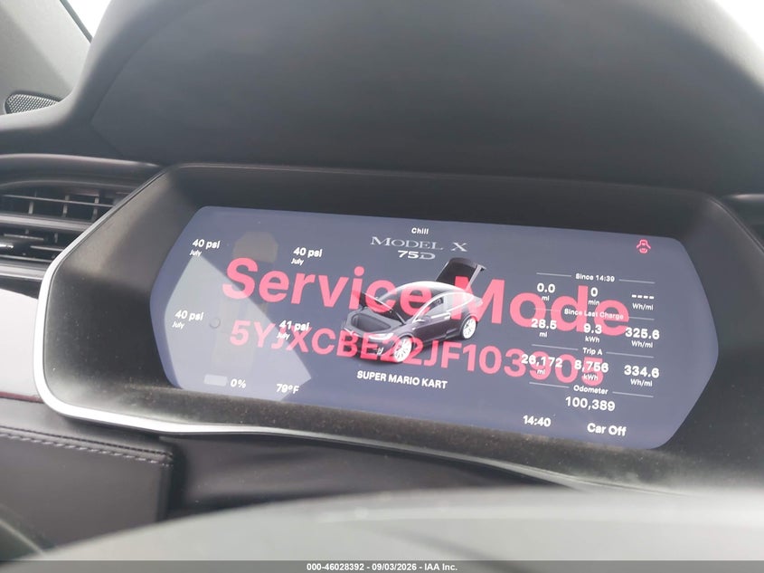 2018 Tesla Model x VIN 5YJXCBE22JF103905 IAAI salvage auction — REAR END, Salvage Title, sold $7,475 on 2026-10-16 (photo 7)