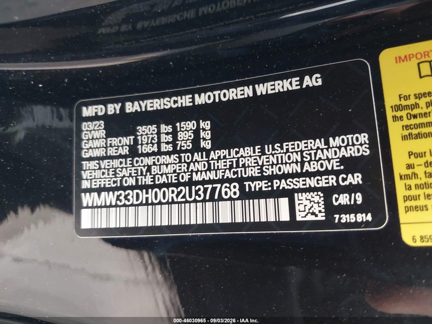 2024 Mini Hard top VIN WMW33DH00R2U37768 IAAI salvage auction — FRONT END, Wait Title, sold $3,100 on 2026-09-16 (photo 9)