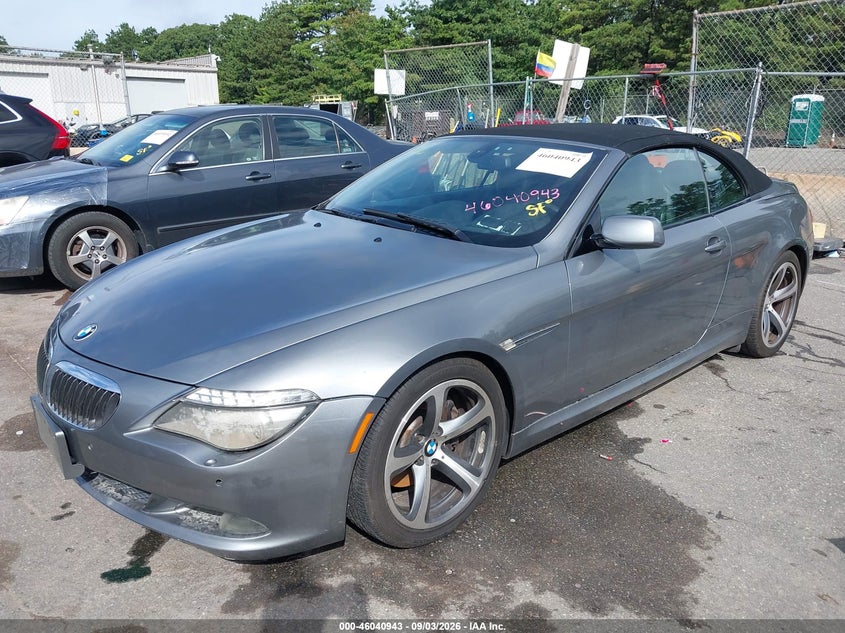 2008 BMW 6 series VIN WBAEB53508CX62420 IAAI salvage auction — WATER/FLOOD, Mv-907A (New York), sold $1,075 on 2026-10-06 (photo 2)