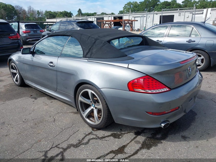 2008 BMW 6 series VIN WBAEB53508CX62420 IAAI salvage auction — WATER/FLOOD, Mv-907A (New York), sold $1,075 on 2026-10-06 (photo 3)