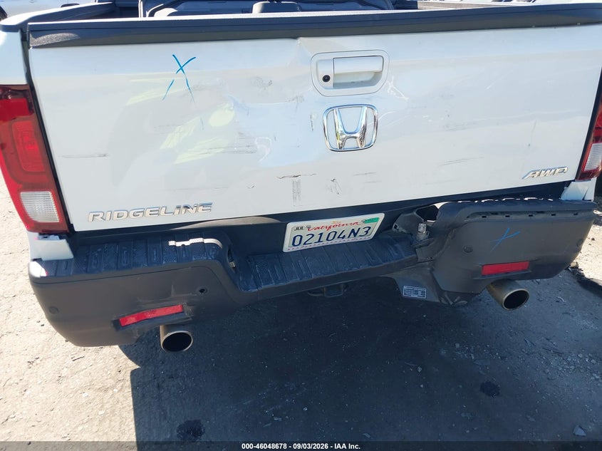 2022 Honda Ridgeline VIN 5FPYK3F87NB027045 IAAI salvage auction — REAR END, Wait Title, sold $8,725 on 2026-09-16 (photo 6)
