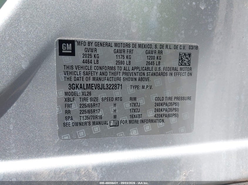 2018 Gmc Terrain VIN 3GKALMEV8JL322871 IAAI salvage auction — NORMAL WEAR, Sf97 (Hawaii), sold $11,800 on 2026-10-06 (photo 9)