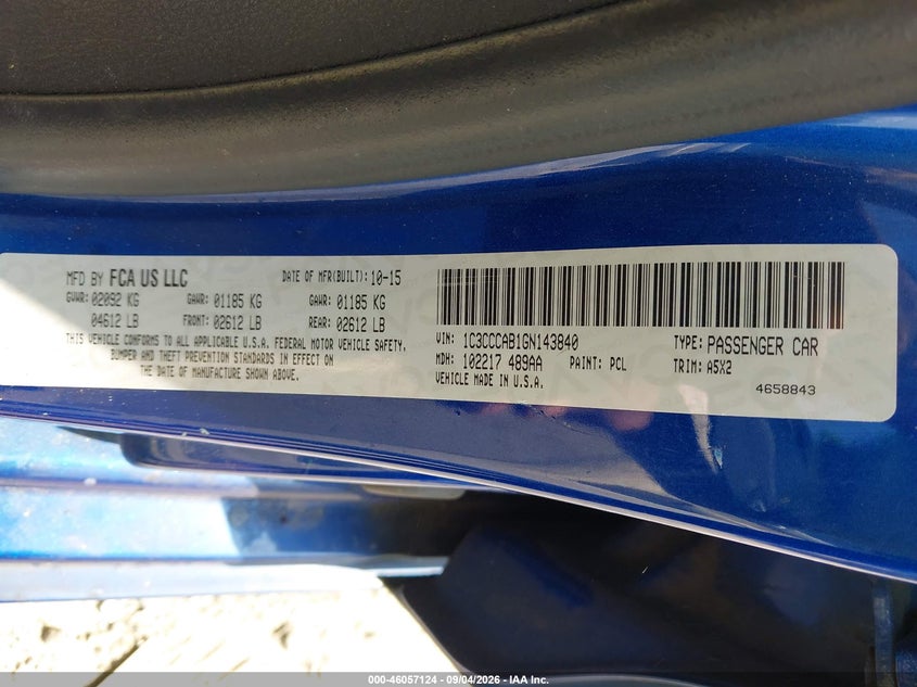 2016 Chrysler 200 VIN 1C3CCCAB1GN143840 IAAI salvage auction — LEFT & RIGHT, Salvage Title, sold $0 on 2026-10-10 (photo 9)
