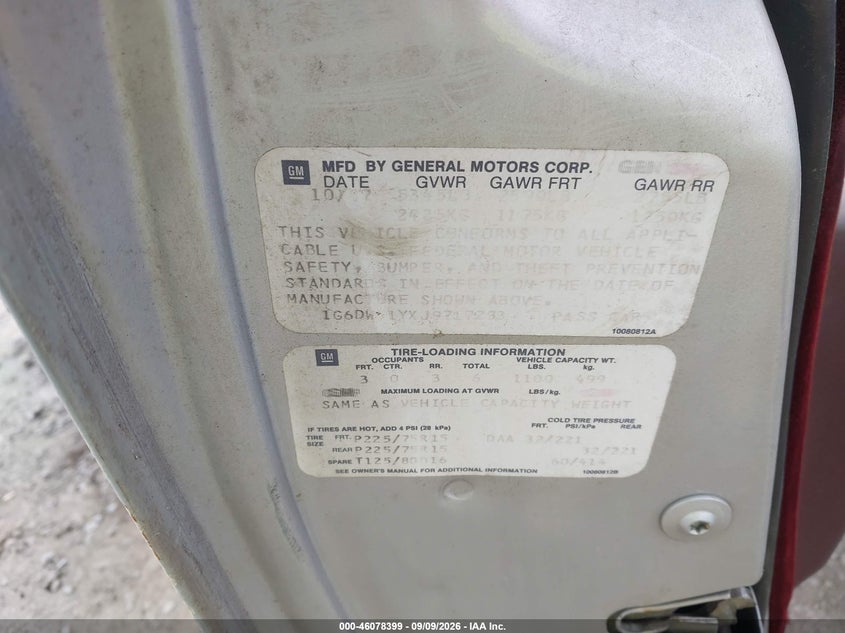 1988 Cadillac Brougham VIN 1G6DW51YXJ9717233 IAAI salvage auction — FRONT END, Mv-907A (New York), sold $0 on 2026-10-02 (photo 9)