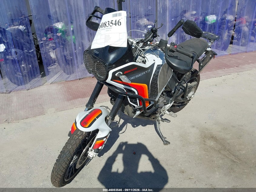 2023 Ducati Desert x VIN ZDMXANDT4PB003161 IAAI salvage auction — RIGHT FRONT, Wait Title, sold $4,750 on 2026-10-08 (photo 2)