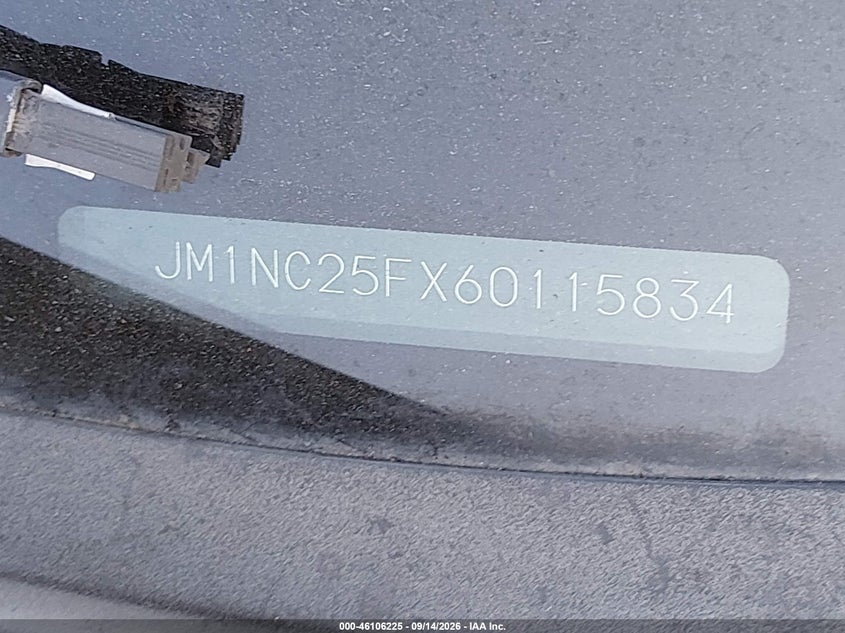 2006 Mazda Mx-5 VIN JM1NC25FX60115834 IAAI salvage auction — REAR END, Salvage (California), sold $925 on 2026-09-27 (photo 9)