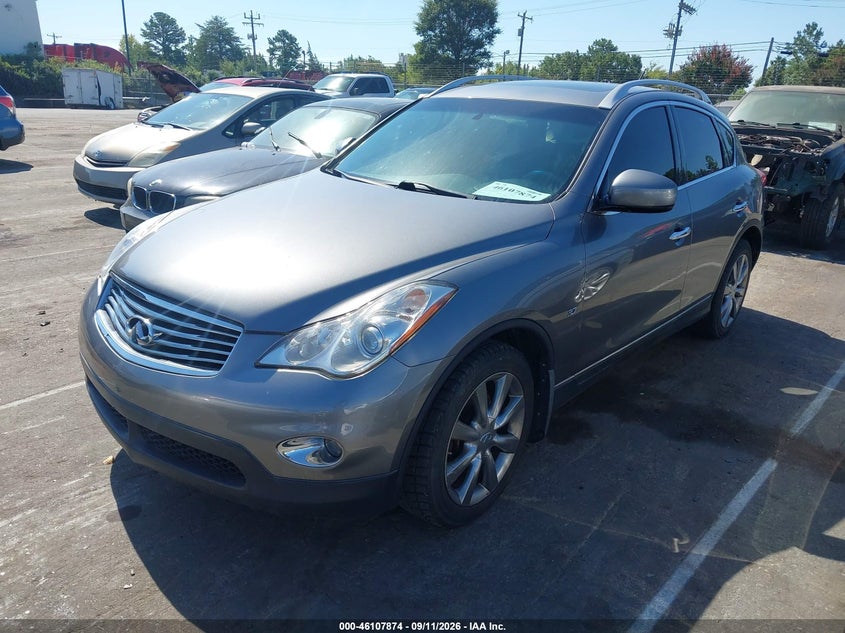 2015 Infiniti QX50 VIN JN1BJ0HR6FM771267 IAAI salvage auction — REAR END, Wait Title, sold $450 on 2026-09-21 (photo 2)