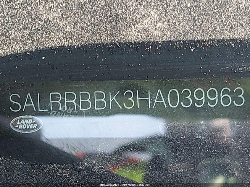 2017 Land rover Discovery VIN SALRRBBK3HA039963 IAAI salvage auction — NORMAL WEAR, Clear (Oregon), sold $9,050 on 2026-09-22 (photo 9)