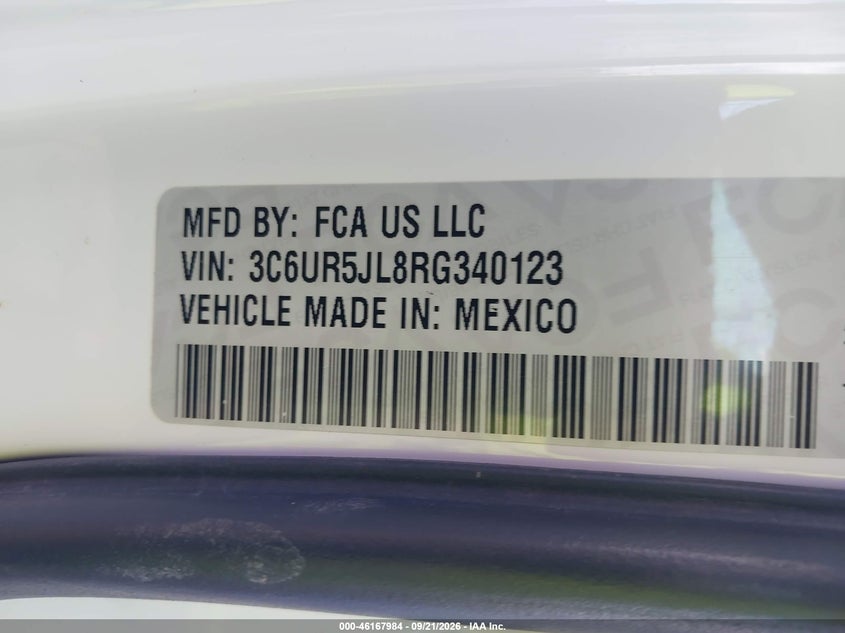 2024 Ram 2500 VIN 3C6UR5JL8RG340123 IAAI salvage auction — FRONT END, Enterprise Vehicles Clear Only (Texas), sold $33,050 on 2026-09-28 (photo 9)