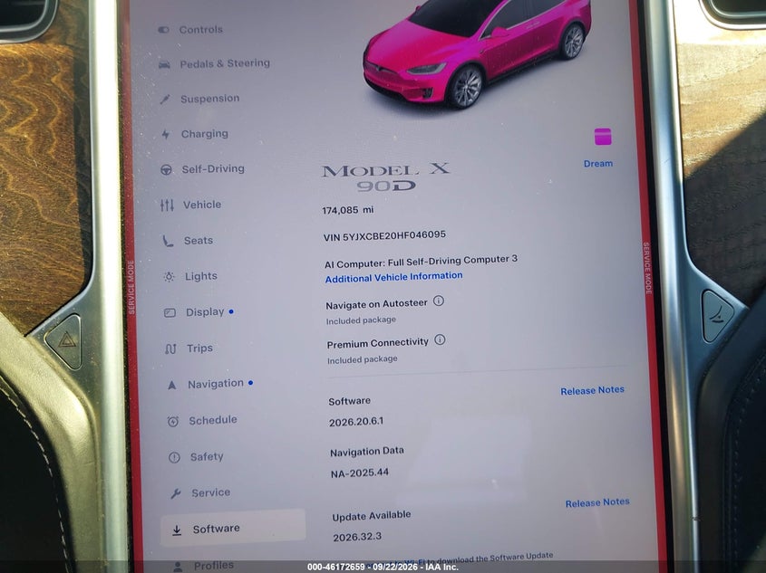 2017 Tesla Model x VIN 5YJXCBE20HF046095 IAAI salvage auction — REAR END, Salvage Title, sold $6,200 on 2026-10-15 (photo 7)