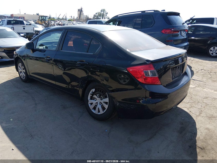 2012 Honda Civic VIN 19XFB2F58CE377061 IAAI salvage auction — UNKNOWN, Salvage (California), sold $1,600 on 2026-10-07 (photo 3)