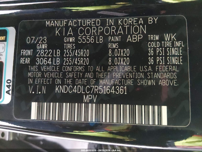 2024 Kia Ev6 VIN KNDC4DLC7R5164361 IAAI salvage auction — REAR END, Wait Title, sold $17,400 on 2026-10-09 (photo 9)