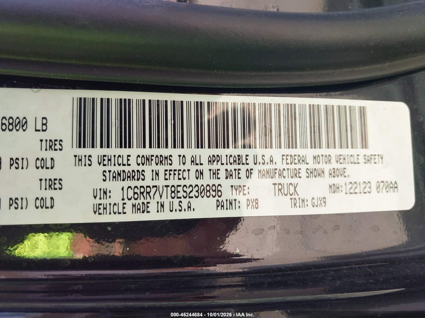 2014 Ram 1500 VIN 1C6RR7VT8ES230896 IAAI salvage auction — FRONT END, Salvage (Ohio), sold $5,000 on 2026-10-08 (photo 9)