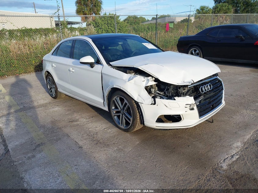2019 Audi A3 VIN WAUAUGFF4K1011266 IAAI salvage auction — RIGHT FRONT, Clear (Florida), sold $25 on 2026-10-04 (photo 1)