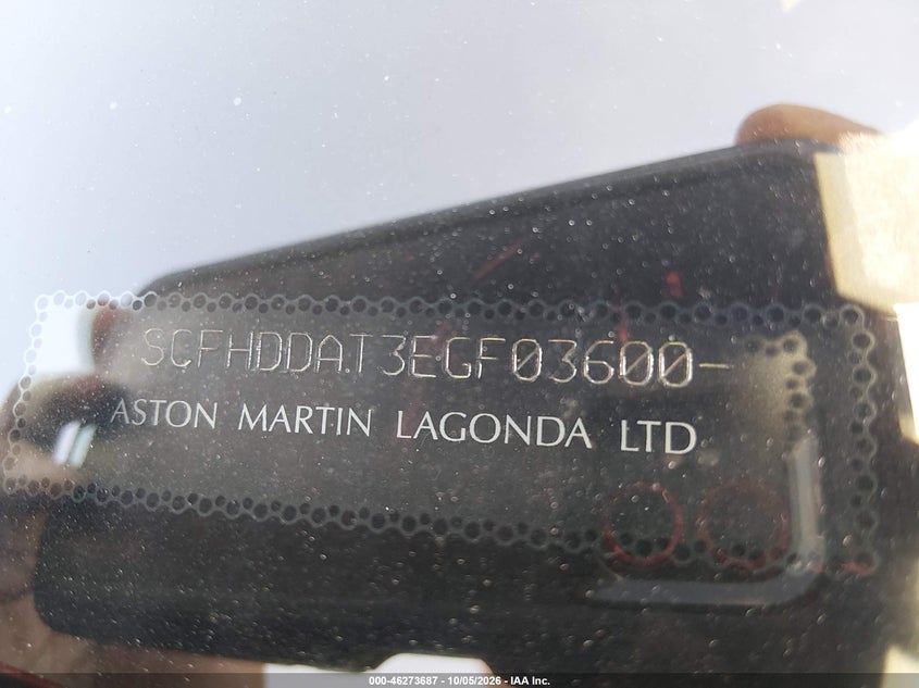 2014 Aston martin Rapide VIN SCFHDDAT3EGF03600 IAAI salvage auction — REAR END, Salvage (Texas), sold $13,300 on 2026-10-22 (photo 9)