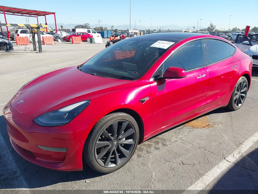 2021 Tesla Model 3 VIN 5YJ3E1EA4MF030521 IAAI salvage auction — FRONT END, Wait Title, sold $8,000 on 2026-10-25 (photo 2)
