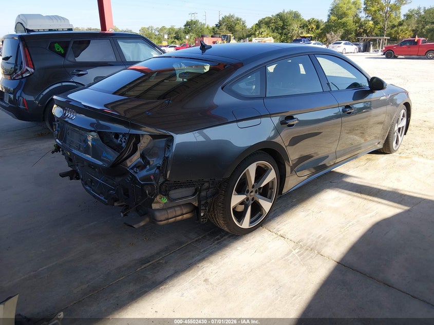 2021 Audi A5 VIN WAUFACF59MA042594 IAAI salvage auction — REAR END, Salvage Title, sold $13,600 on 2026-08-13 (photo 4)