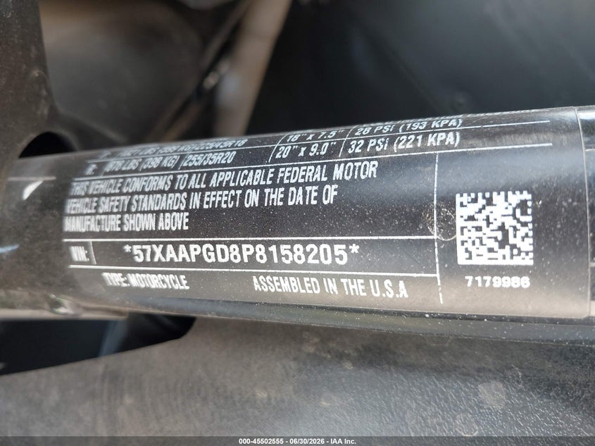 2023 Polaris Slingshot VIN 57XAAPGD8P8158205 IAAI salvage auction — FRONT END, Original (Texas), sold $7,200 on 2026-08-17 (photo 9)