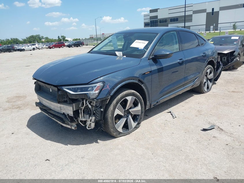 2021 Audi E-tron sportback VIN WA13ABGE5MB007439 IAAI salvage auction — FRONT & REAR, Original (Texas), sold $15,700 on 2026-08-19 (photo 2)