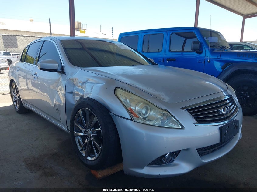 2013 Infiniti G VIN JN1CV6AP4DM715149 IAAI salvage auction — RIGHT FRONT, Salvage (California), sold $800 on 2026-07-28 (photo 1)