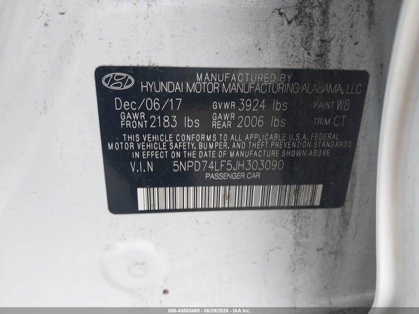 2018 Hyundai Elantra VIN 5NPD74LF5JH303090 IAAI salvage auction — NORMAL WEAR, Salvage Title - Dealer (California), sold $1,400 on 2026-07-09 (photo 9)
