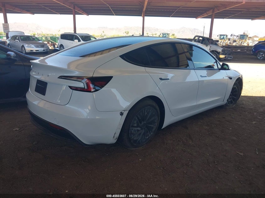 2026 Tesla Model 3 VIN 5YJ3E1EA4TF168039 IAAI salvage auction — RIGHT FRONT, Salvage (Arizona), sold $15,975 on 2026-08-29 (photo 4)