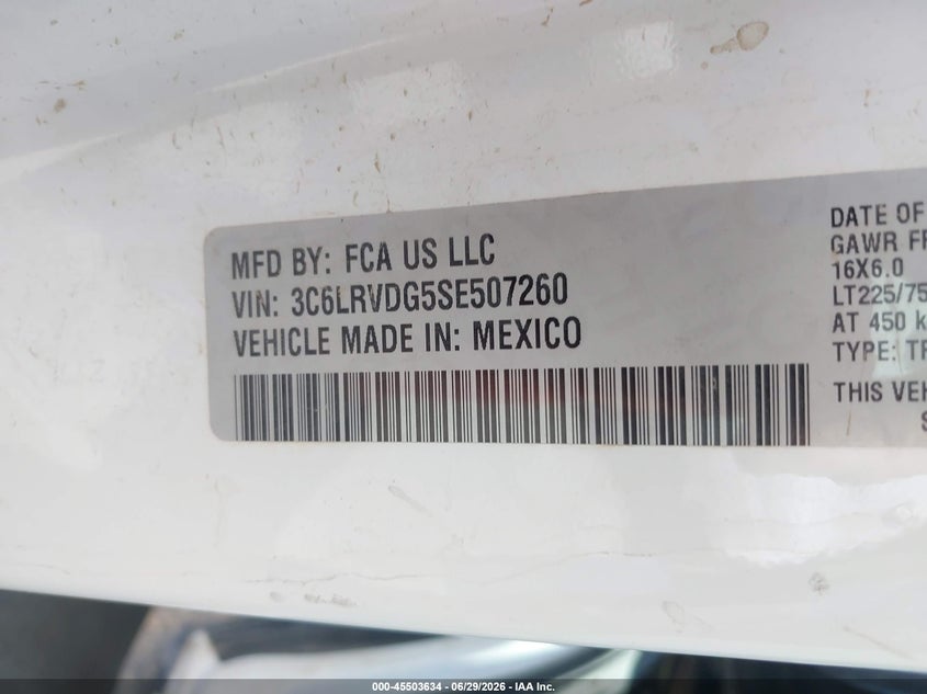 2025 Ram Promaster 2500 VIN 3C6LRVDG5SE507260 IAAI salvage auction — NORMAL WEAR, Enterprise Vehicles Clear Only (South Carolina), sold $16,550 on 2026-07-30 (photo 9)