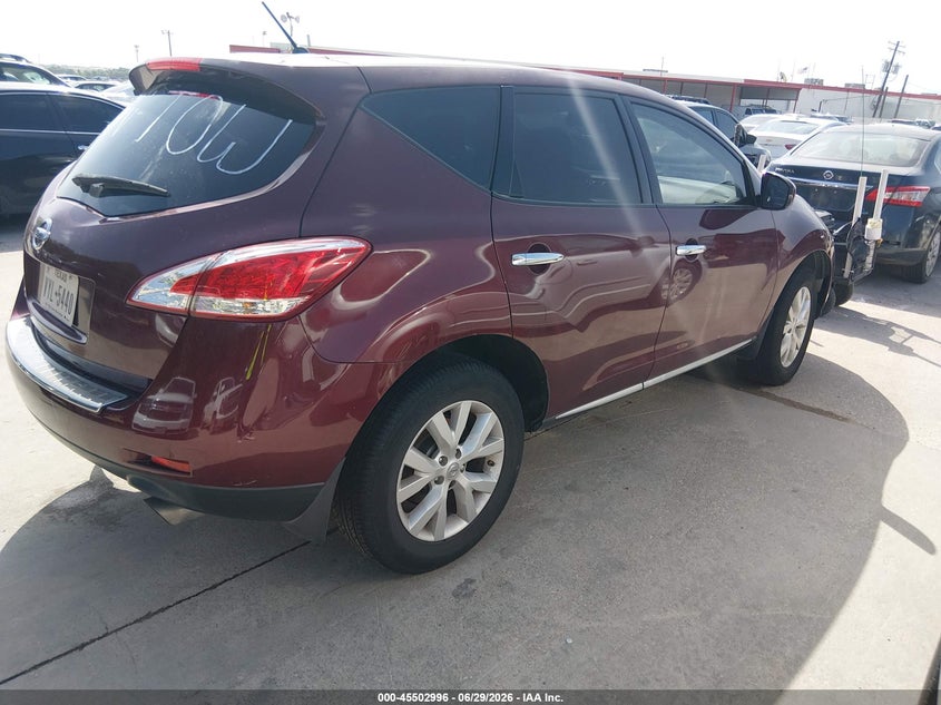 2012 Nissan Murano VIN JN8AZ1MU7CW101801 IAAI salvage auction — NORMAL WEAR, Original (Texas), sold $575 on 2026-07-29 (photo 4)